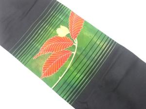 横段に枝花模様織り出し　名古屋帯